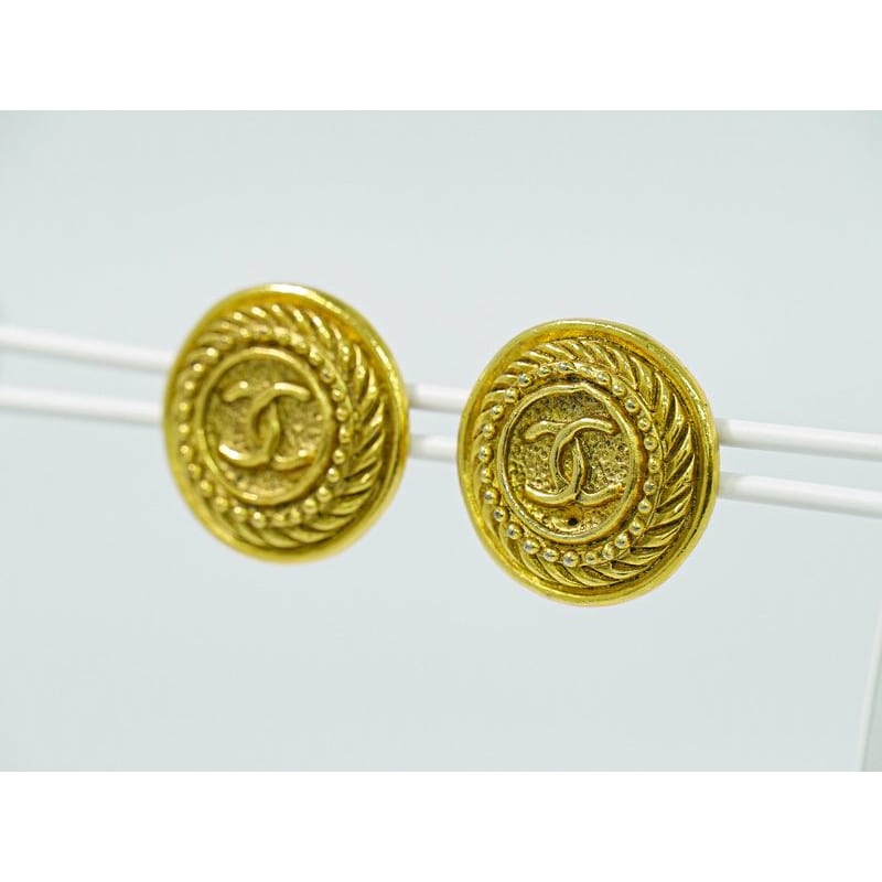 Chanel Coco Mark Earrings GP Gold Plated Accessories Jewelry