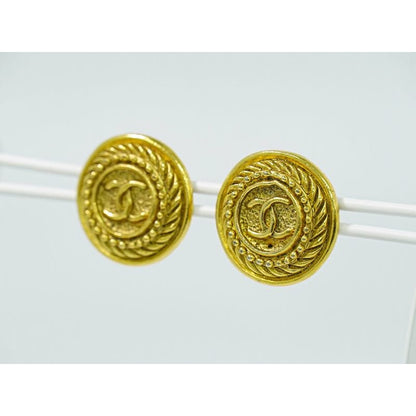 Chanel Coco Mark Earrings GP Gold Plated Accessories Jewelry
