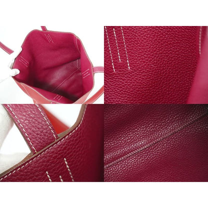 Hermes Double Sens 36 Taurillon Clemence Leather Tote Bag Handbag