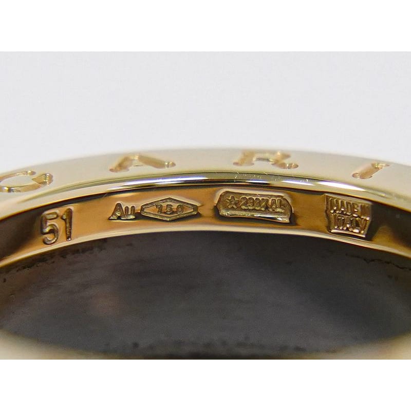 Bvlgari B.zero1 AU 750 PG Ceramic Ring 51 no 10 Pink Gold Black