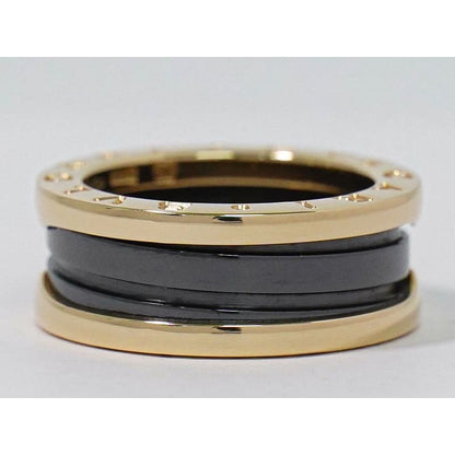 Bvlgari B.zero1 AU 750 PG Ceramic Ring 51 no 10 Pink Gold Black