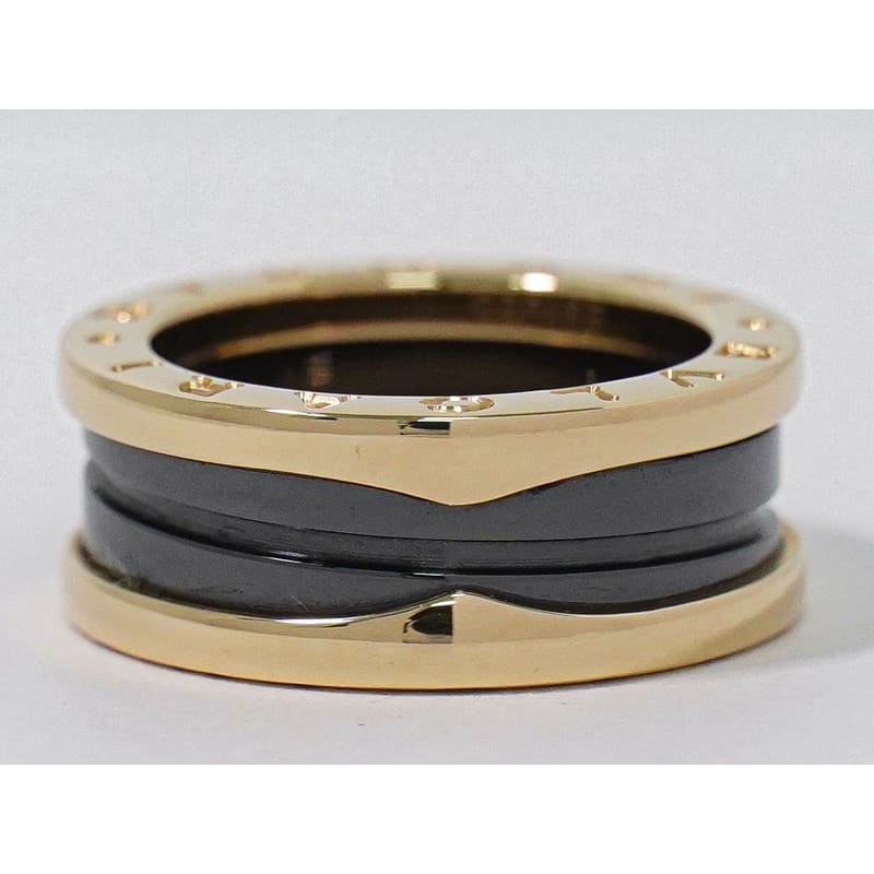 Bvlgari B.zero1 AU 750 PG Ceramic Ring 51 no 10 Pink Gold Black