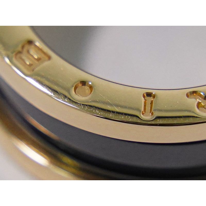 Bvlgari B.zero1 AU 750 PG Ceramic Ring 51 no 10 Pink Gold Black