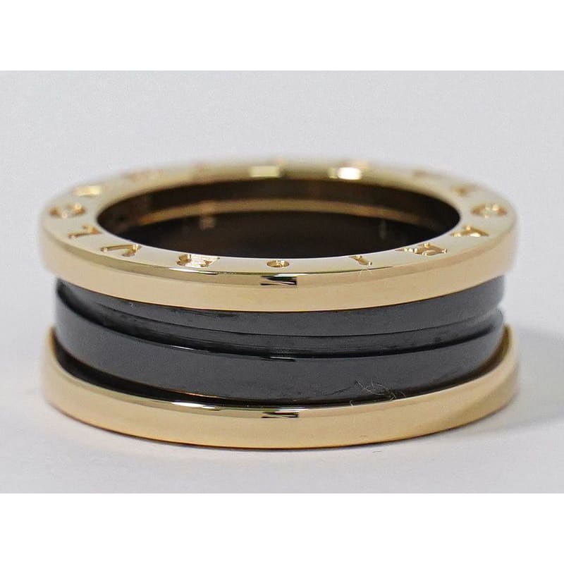 Bvlgari B.zero1 AU 750 PG Ceramic Ring 51 no 10 Pink Gold Black