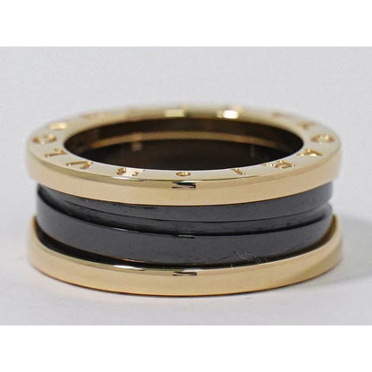 Bvlgari B.zero1 AU 750 PG Ceramic Ring 51 no 10 Pink Gold Black