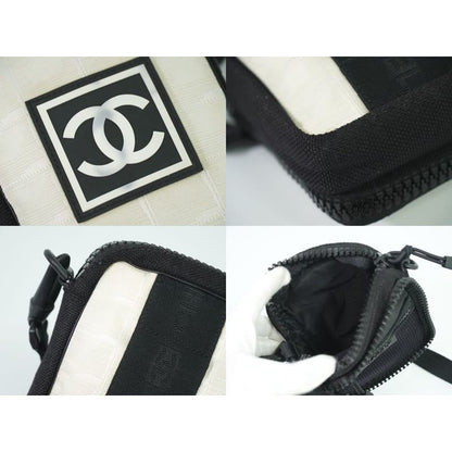 Chanel Chanel Sports Line Shoulder Bag Pochette Nylon Black Beige