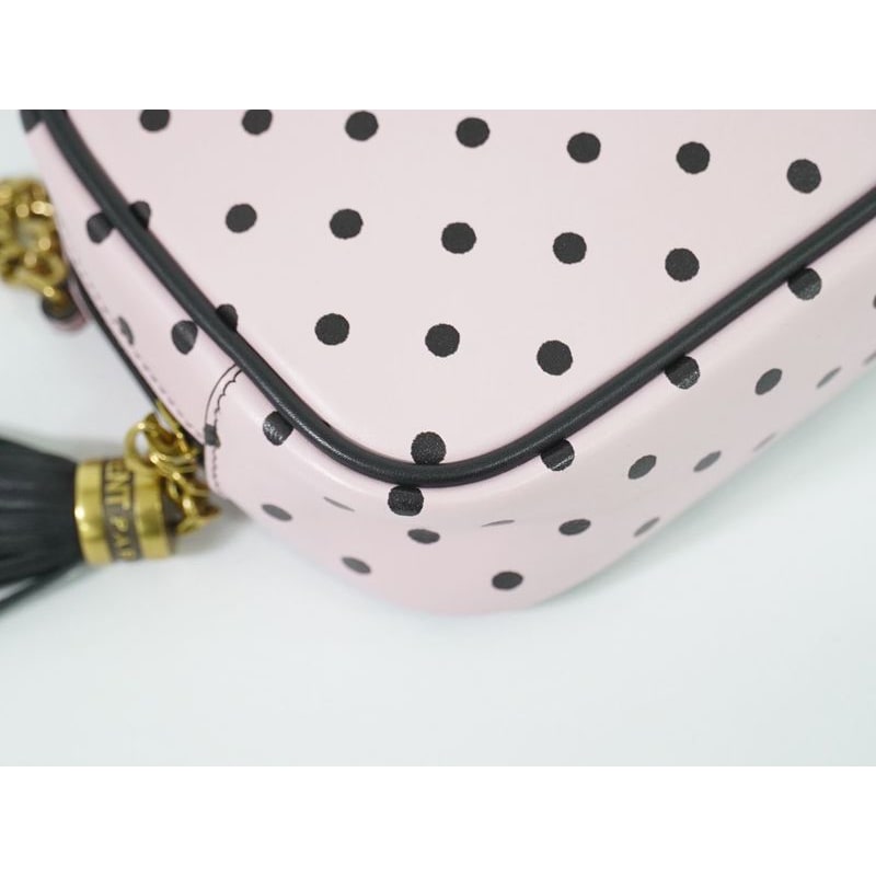 Saint Laurent Lou Tassel Dot Chain Shoulder Bag Pochette Leather Pink