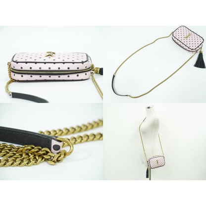 Saint Laurent Lou Tassel Dot Chain Shoulder Bag Pochette Leather Pink