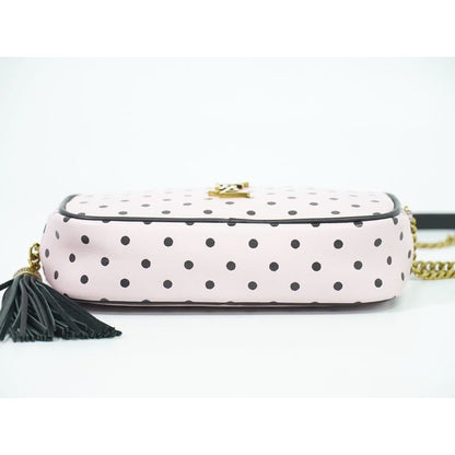 Saint Laurent Lou Tassel Dot Chain Shoulder Bag Pochette Leather Pink