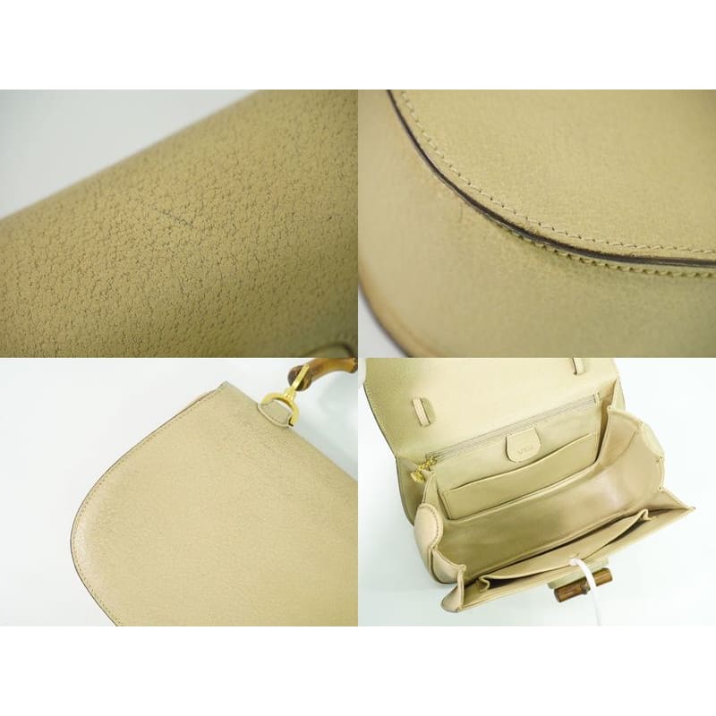 Gucci Bamboo Handbag Leather Beige Bag