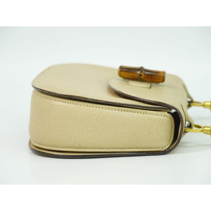 Gucci Bamboo Handbag Leather Beige Bag