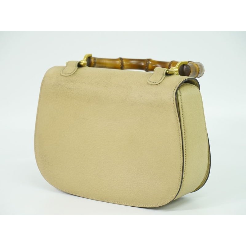 Gucci Bamboo Handbag Leather Beige Bag