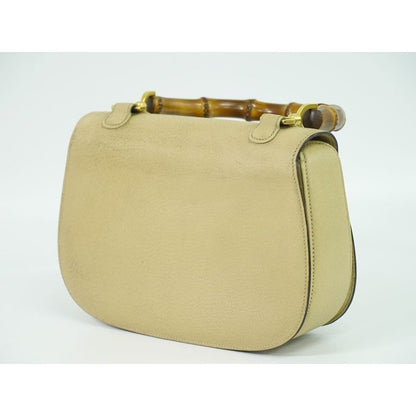 Gucci Bamboo Handbag Leather Beige Bag