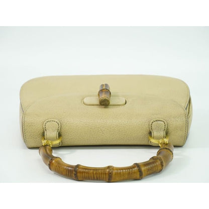 Gucci Bamboo Handbag Leather Beige Bag