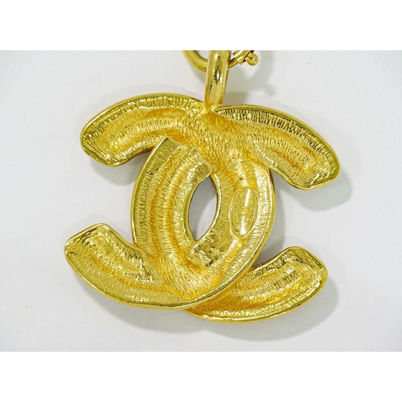 Chanel Coco Mark Long Necklace Pendant GP Gold Plated