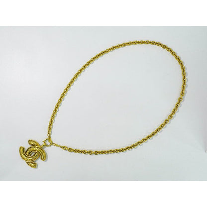 Chanel Coco Mark Long Necklace Pendant GP Gold Plated