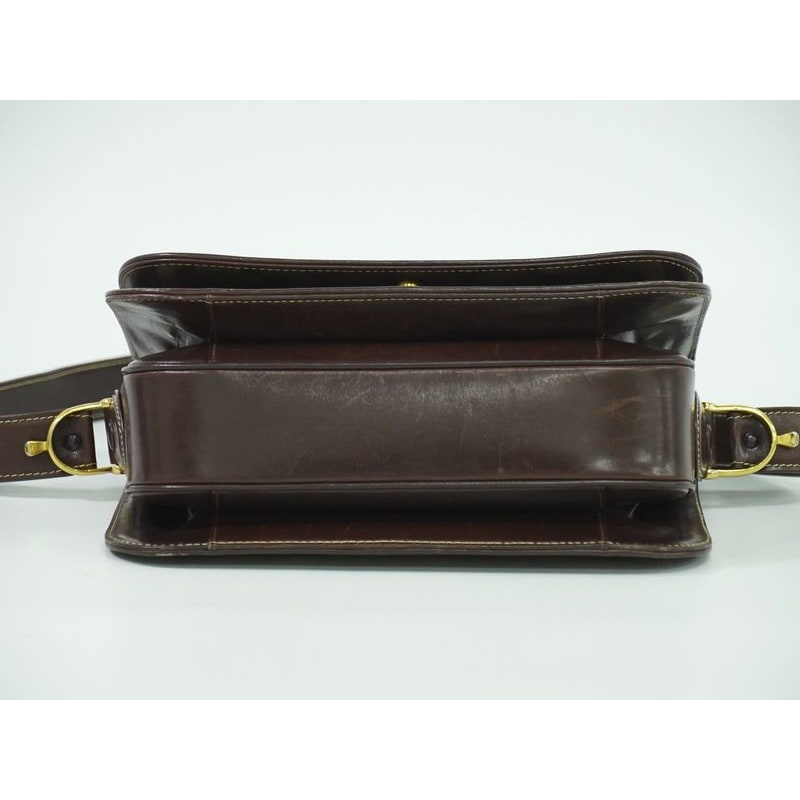 Celine C Sulky Carriage Hardware Shoulder Bag Canvas Leather Beige