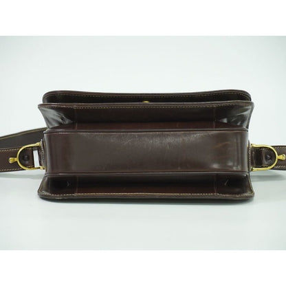 Celine C Sulky Carriage Hardware Shoulder Bag Canvas Leather Beige