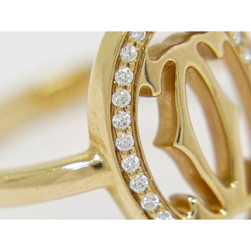 Cartier Logo Double C Diamond 750 PG Ring No 49 8.5 Pink
