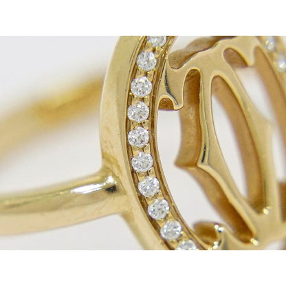 Cartier Logo Double C Diamond 750 PG Ring No 49 8.5 Pink