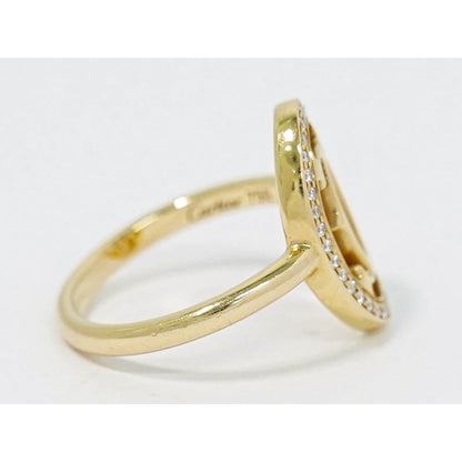 Cartier Logo Double C Diamond 750 PG Ring No 49 8.5 Pink