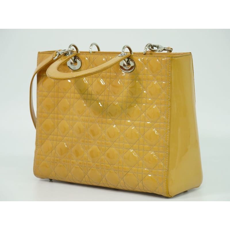 Christian Dior Lady Cannage 2WAY Shoulder Bag Handbag Patent