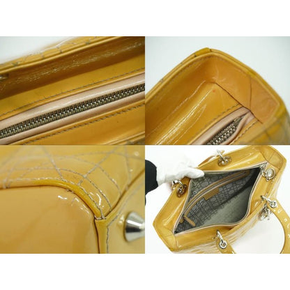 Christian Dior Lady Cannage 2WAY Shoulder Bag Handbag Patent