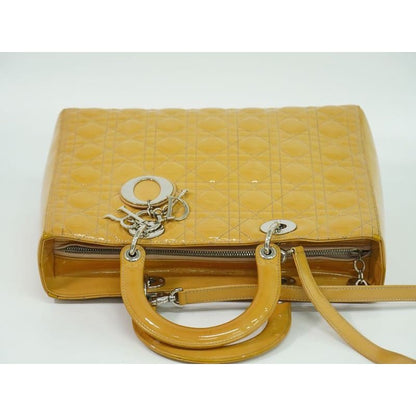 Christian Dior Lady Cannage 2WAY Shoulder Bag Handbag Patent