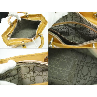 Christian Dior Lady Cannage 2WAY Shoulder Bag Handbag Patent