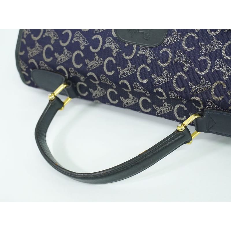 Celine C Sulky Handbag Canvas Navy Bag