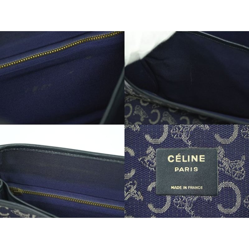 Celine C Sulky Handbag Canvas Navy Bag