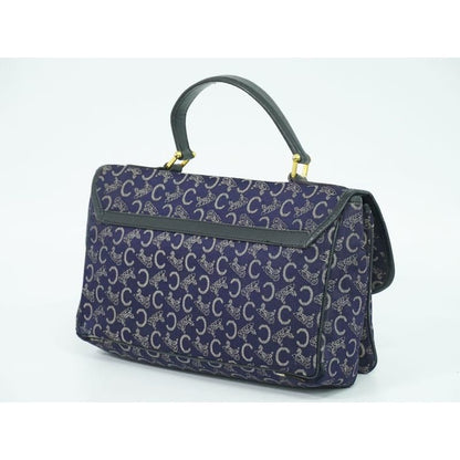 Celine C Sulky Handbag Canvas Navy Bag