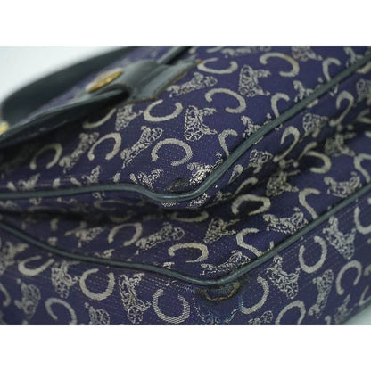 Celine C Sulky Handbag Canvas Navy Bag