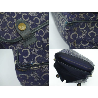 Celine C Sulky Handbag Canvas Navy Bag