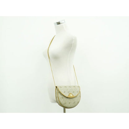 Christian Dior Honeycomb Pattern Shoulder Bag Pochette Beige