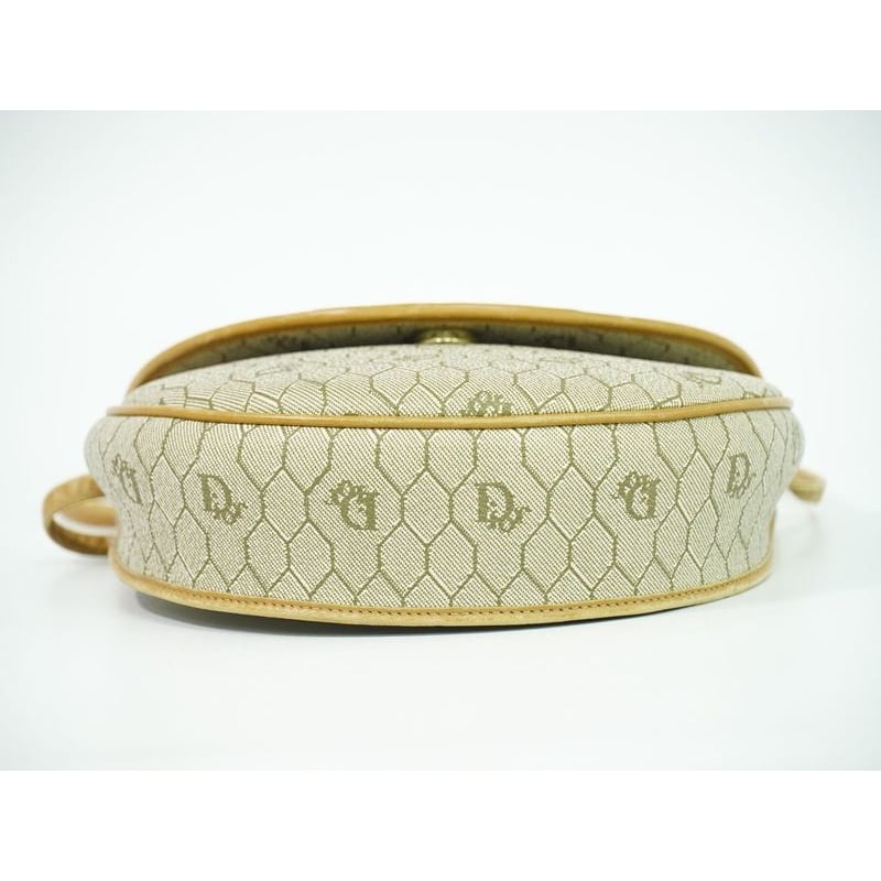 Christian Dior Honeycomb Pattern Shoulder Bag Pochette Beige