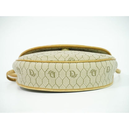 Christian Dior Honeycomb Pattern Shoulder Bag Pochette Beige