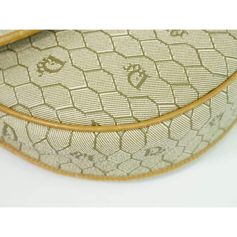 Christian Dior Honeycomb Pattern Shoulder Bag Pochette Beige