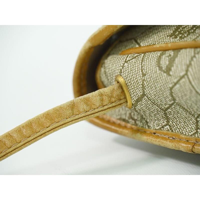 Christian Dior Honeycomb Pattern Shoulder Bag Pochette Beige