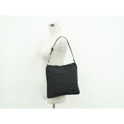 Fendi Zucca Shoulder Bag Canvas Black