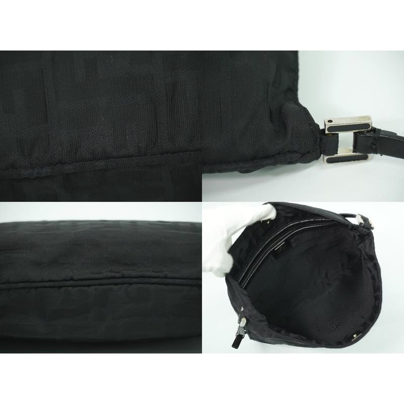 Fendi Zucca Shoulder Bag Canvas Black