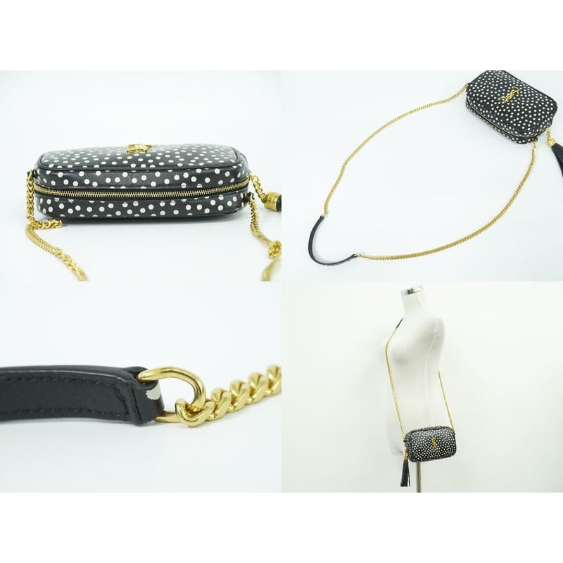 Saint Laurent Lou Tassel Dot Chain Shoulder Bag Pochette Leather