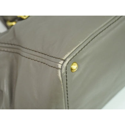 Prada Leather 2-Way Shoulder Bag Handbag Pochette Gray