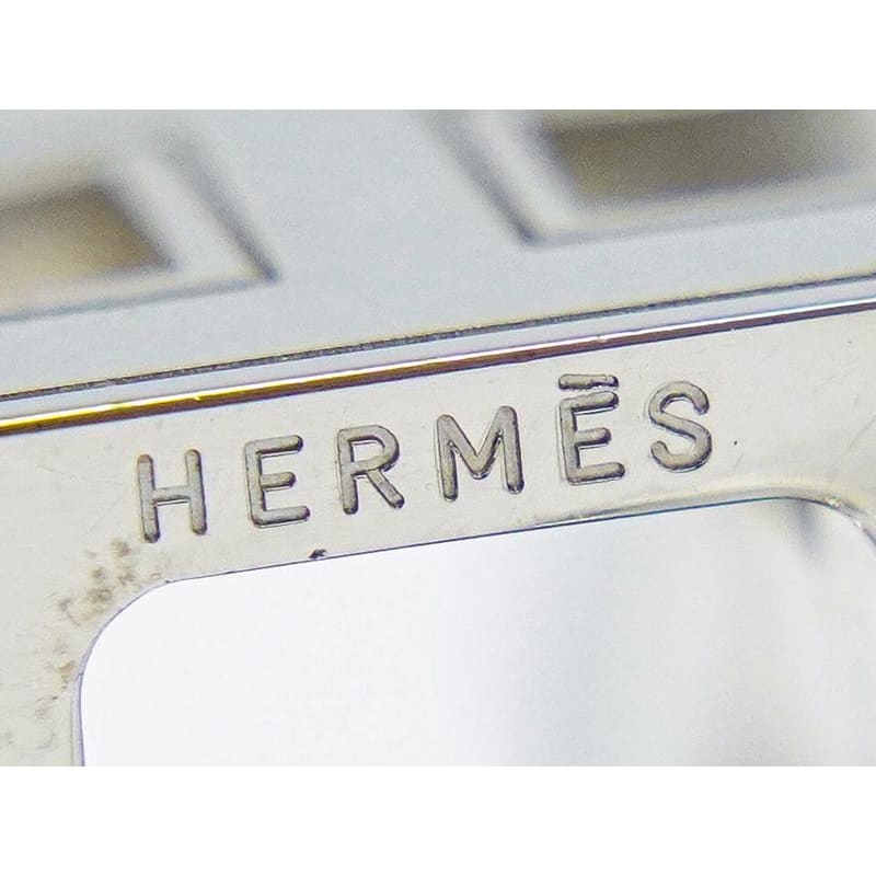 Hermes H Cube Necklace Pendant Metal Silver Hardware Pink Accessories