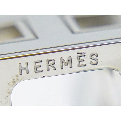 Hermes H Cube Necklace Pendant Metal Silver Hardware Pink Accessories