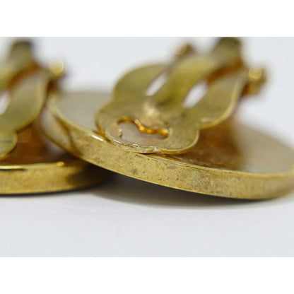 Hermes Corozo Earrings GP Gold Plated Beige Accessory Jewelry