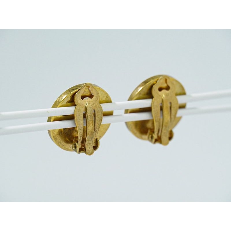 Hermes Corozo Earrings GP Gold Plated Beige Accessory Jewelry