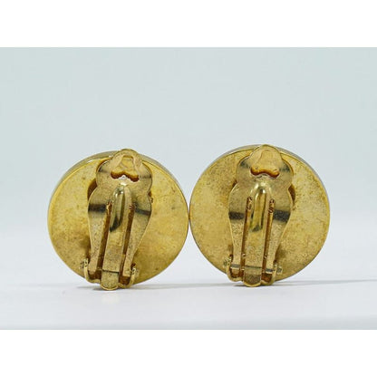 Hermes Corozo Earrings GP Gold Plated Beige Accessory Jewelry
