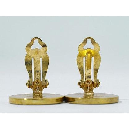 Hermes Corozo Earrings GP Gold Plated Beige Accessory Jewelry