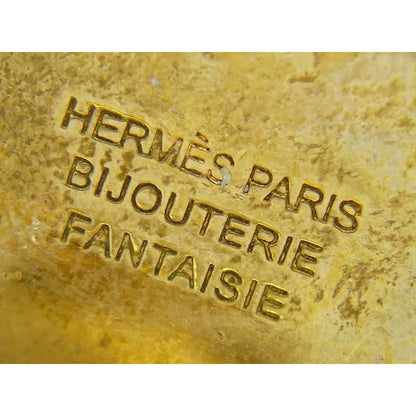 Hermes Corozo Earrings GP Gold Plated Beige Accessory Jewelry